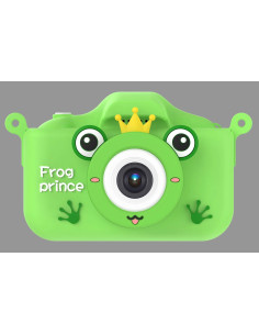 KIDS PHOTO CAMERA DIGITAL BUBBLE MICRO SD 2"IPS HD SCREEN GREEN + COVER RANA